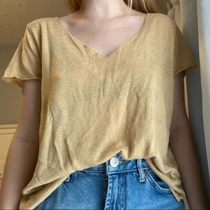 Mustard yellow urban outfitters v neck shirt